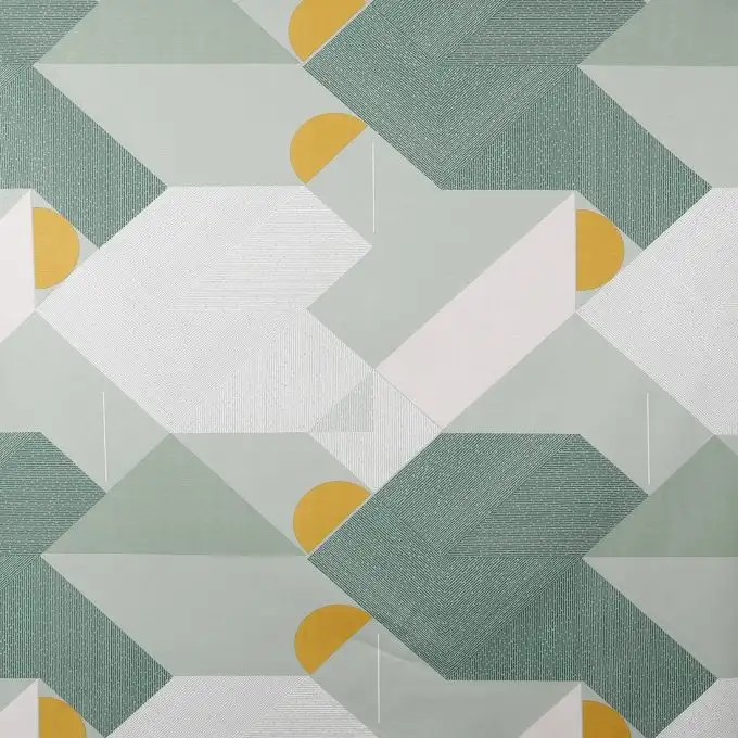 Tessuto cotone spesso motivi astratti verde