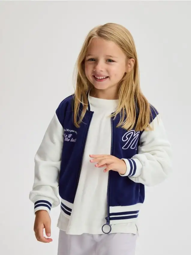 Felpa bomber con zip Colore blu scuro