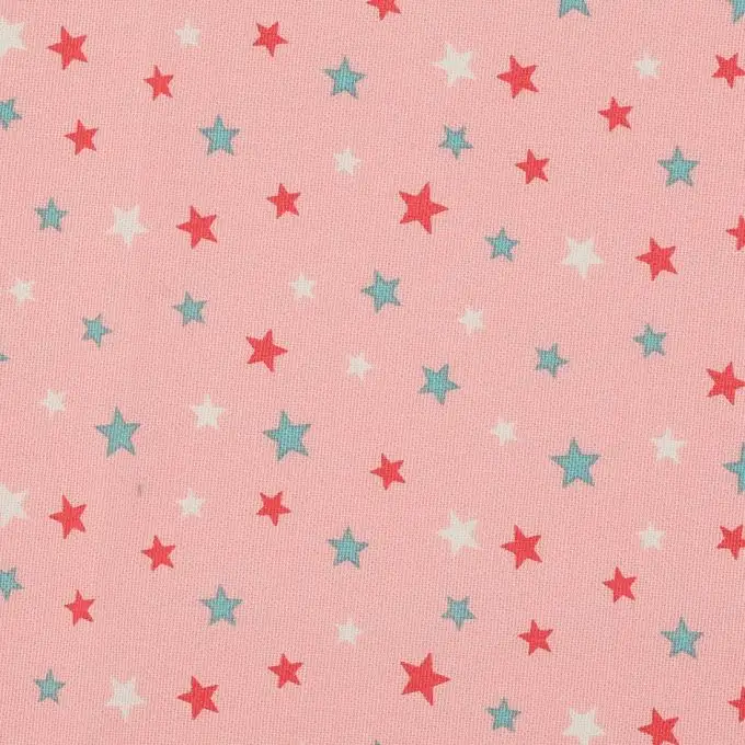 Tessuto cotone spesso fosforescente stelle rosa