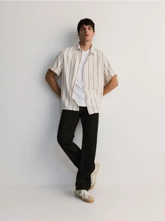 Camicia comfort fit a righe Colore nude