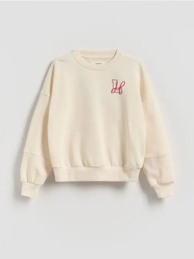 Felpa con piccola stampa Colore panna