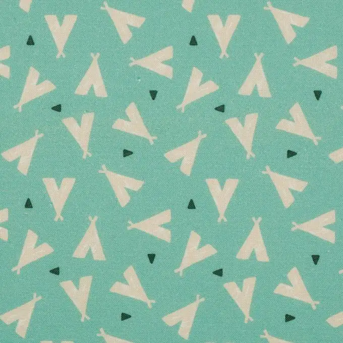 Tessuto cotone verde tipis bianchi
