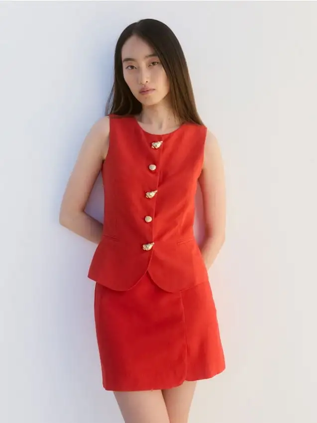 Gilet con lino Colore mandarino