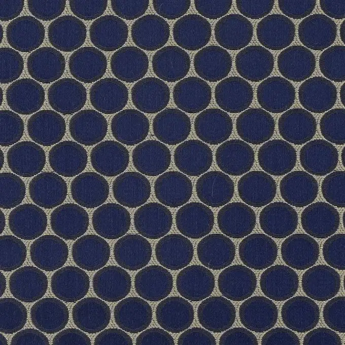 Tessuto jacquard cerchi blu e oro