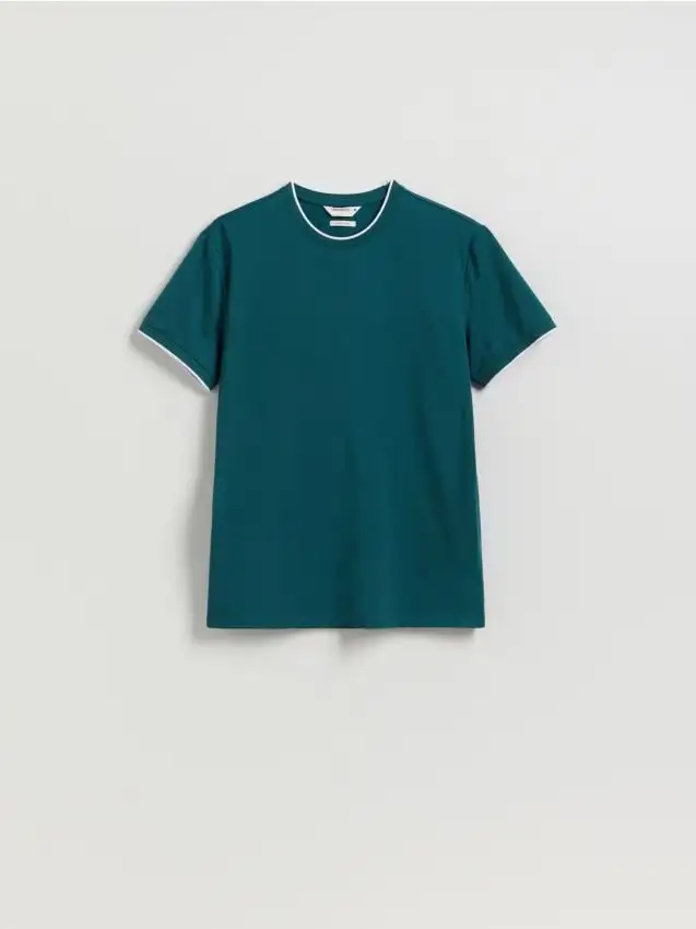 Camiseta regular fit con cotone mercerizzato Colore verde acciaio