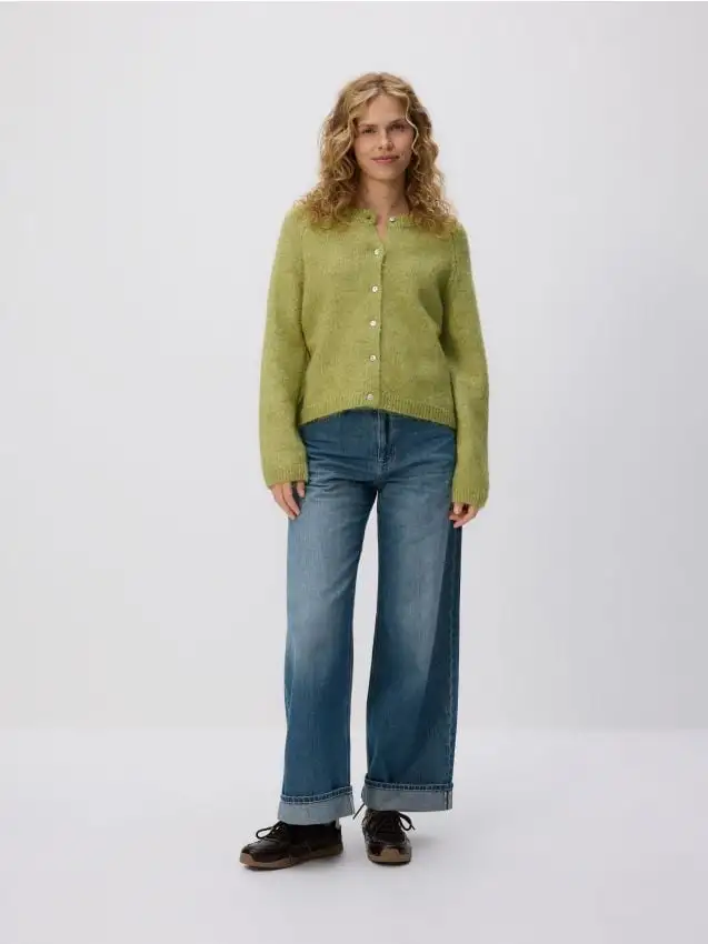 Cardigan in misto lana Colore verde oliva chiaro