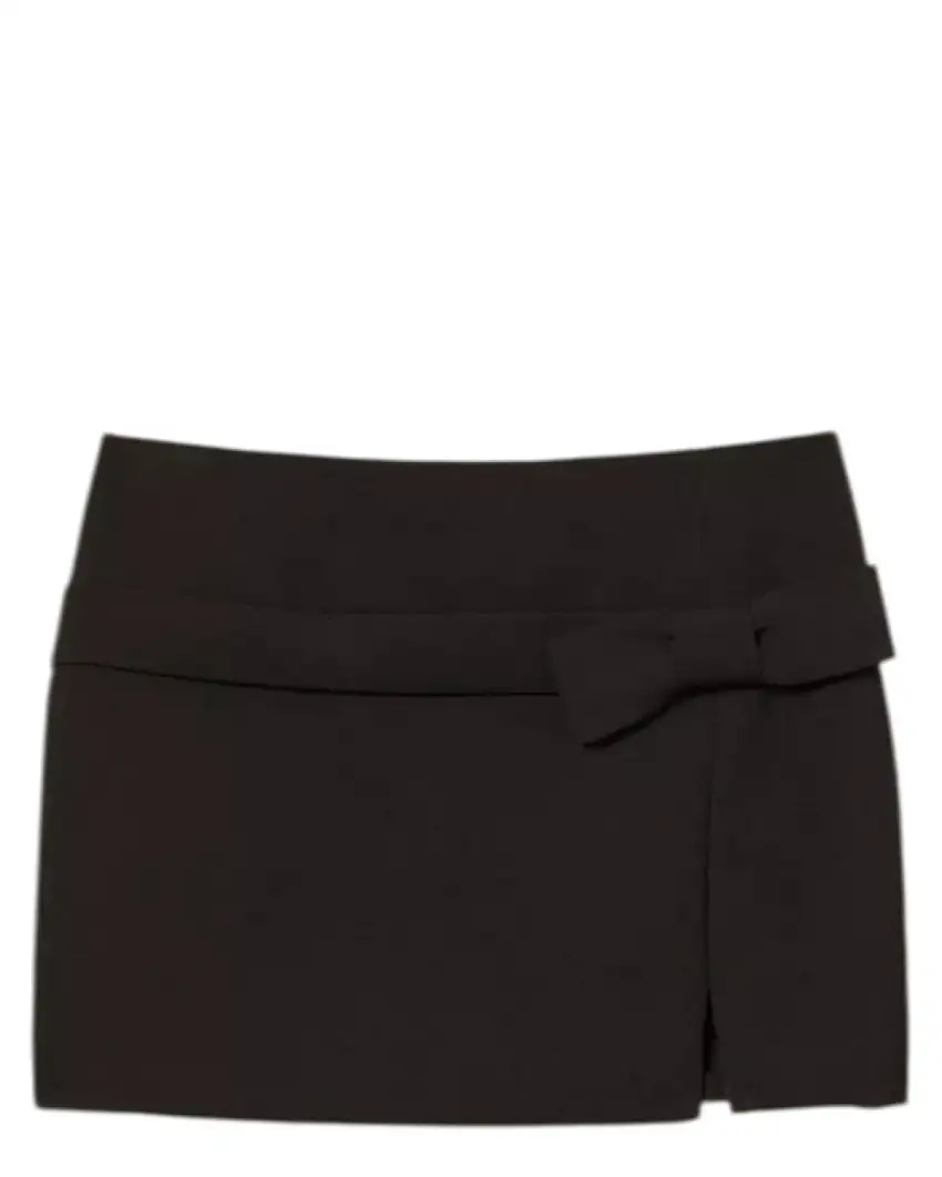 Minigonna nera in crêpe cady con fiocco – Elegante