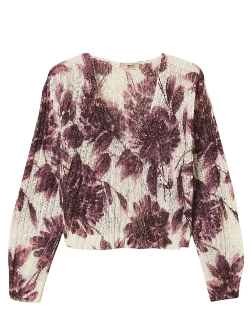 Maglia floreale in misto mohair – Dahlia Winetasting