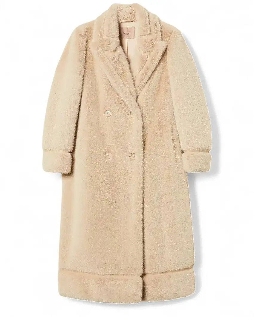 Cappotto Doppiopetto Faux Fur per Inverno Elegante