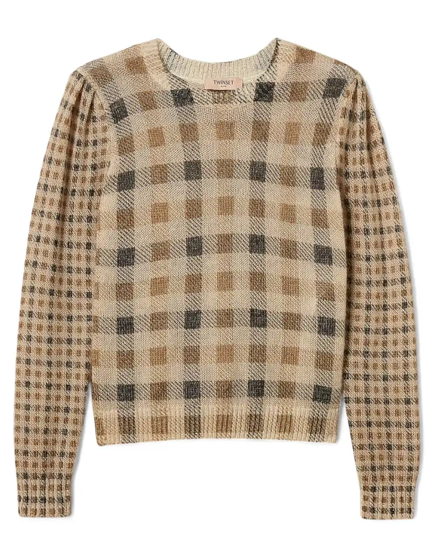 Maglia Mohair con Stampa Quadri | Eleganza Contemporanea