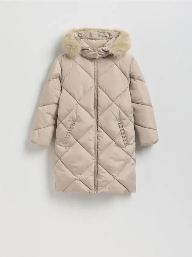 Cappotto trapuntato con cappuccio Colore beige