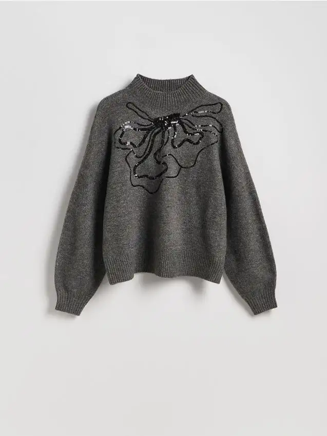 Maglione con motivo a paillette Colore grigio medio