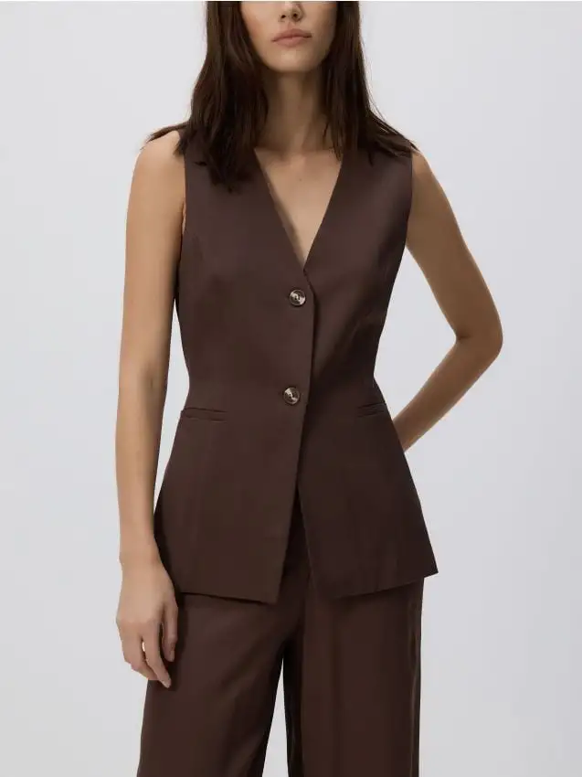 Gilet lungo con viscosa Colore marrone