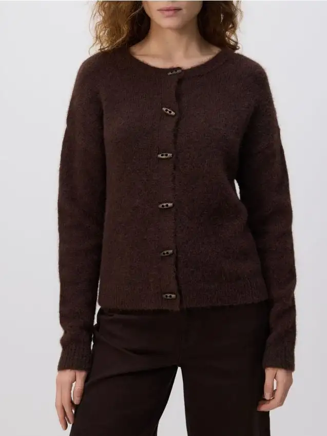 Cardigan in misto lana Colore marrone scuro