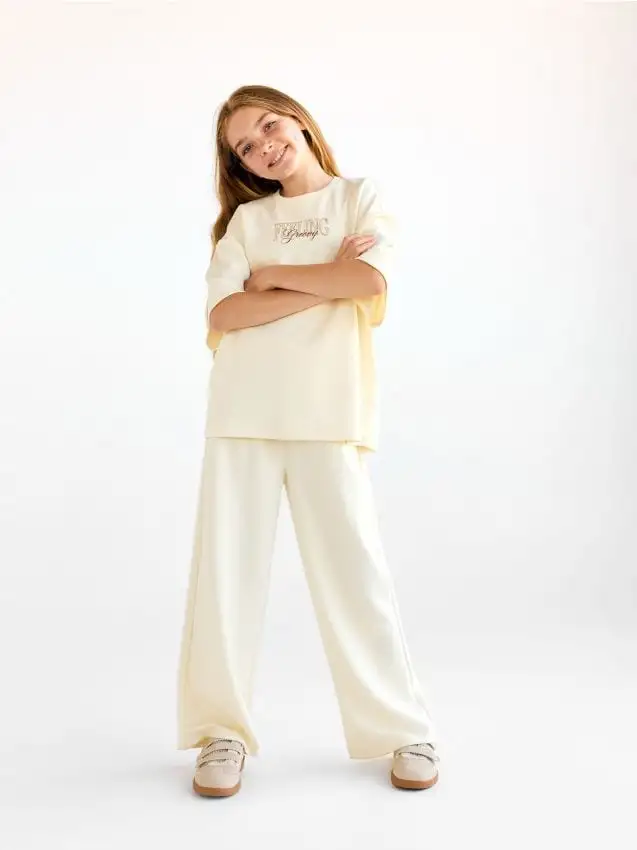 Pantaloni wide leg Colore nude