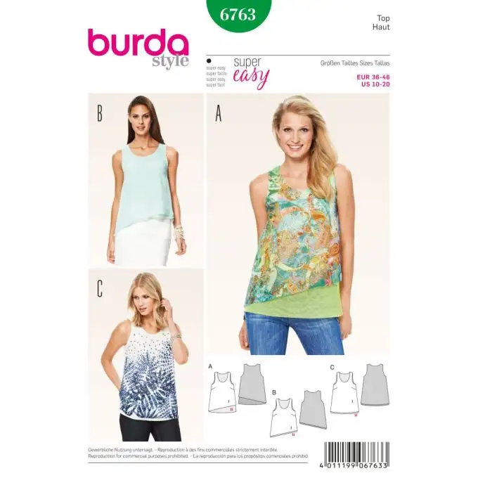 patron burda 6763 canotta