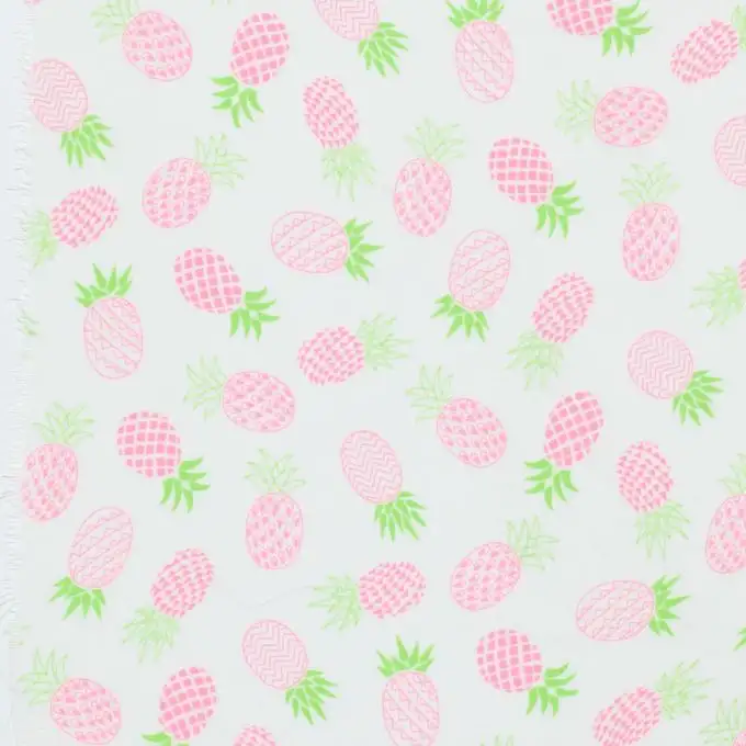Tessuto viscosa ananas rosa e verde