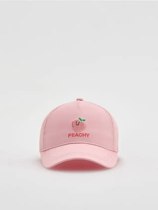 Cappello con visiera e ricamo Colore rosa pastello