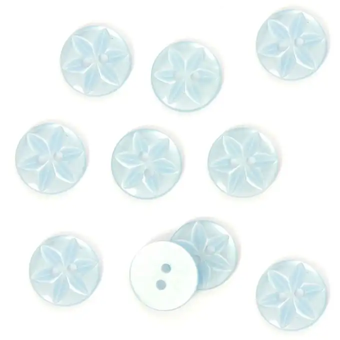 bottoni fiore 2 fori azzurro chiaro 11mm