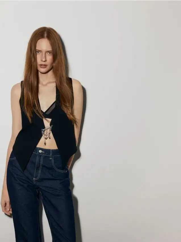 Gilet con applicazione Colore nero