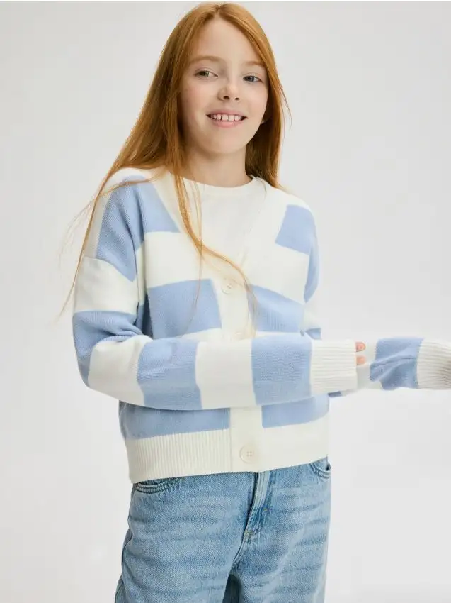 Cardigan con bottoni in viscosa Colore blu pallido