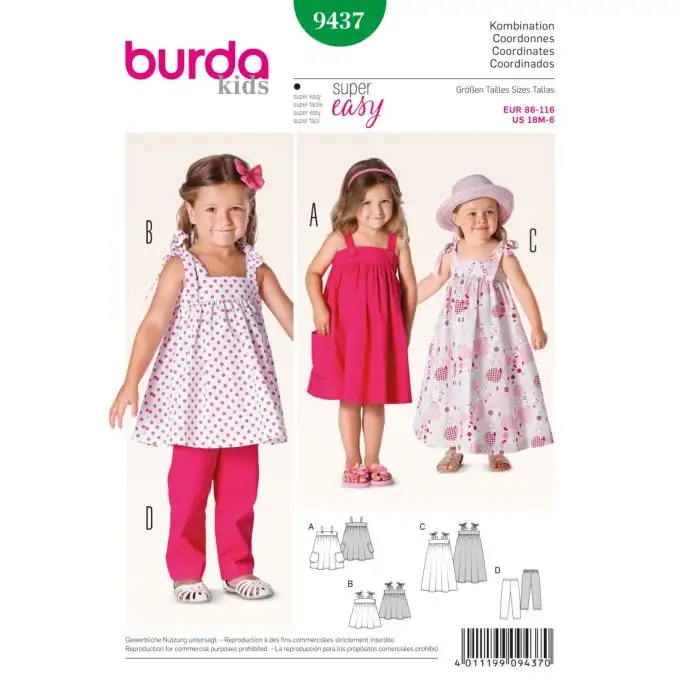 Modello burda 9437 coordinati bambini