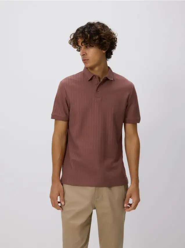 Polo regular fit strutturata Colore maroon