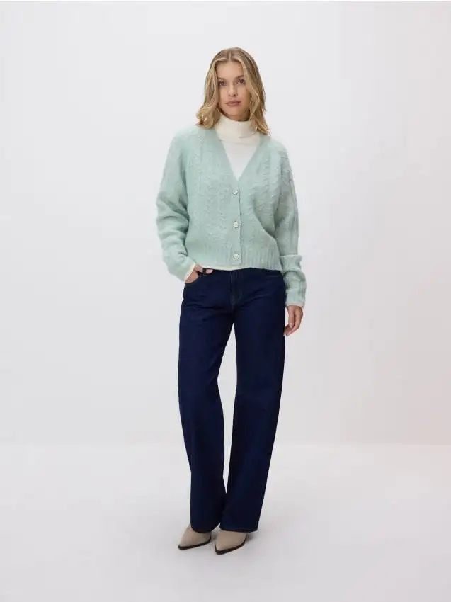 Cardigan con trama decorativa Colore verde pallido