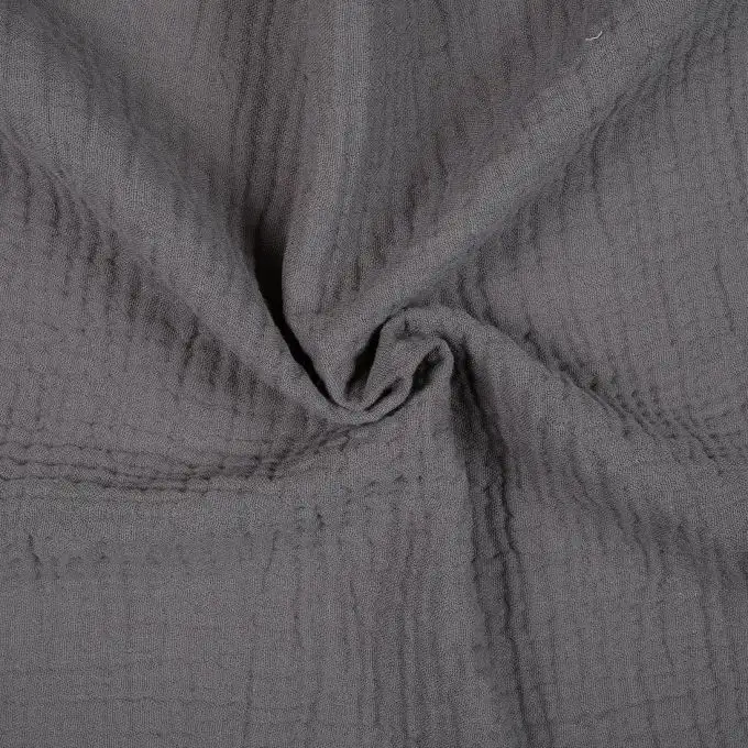 Tessuto doppia garza cotone Gaby grigio antracite