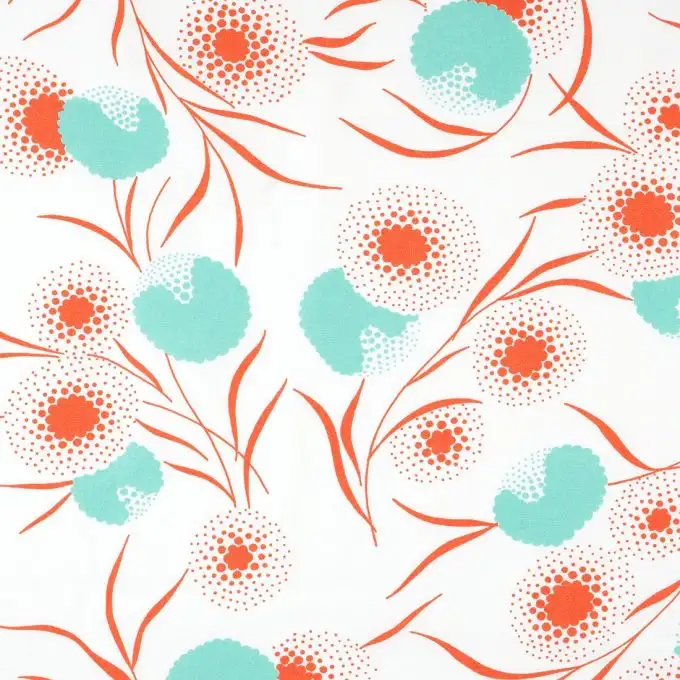 Tessuto popeline cotone pompon arancione