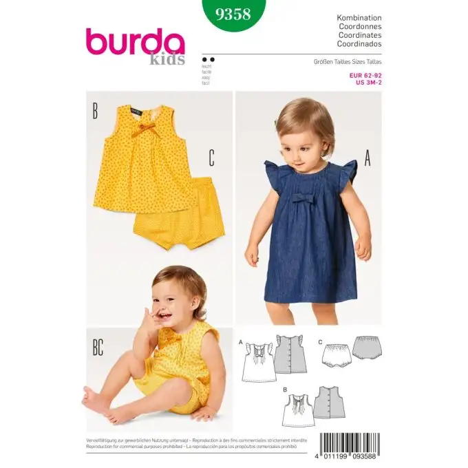 Modello burda kids 9358 completo neonato