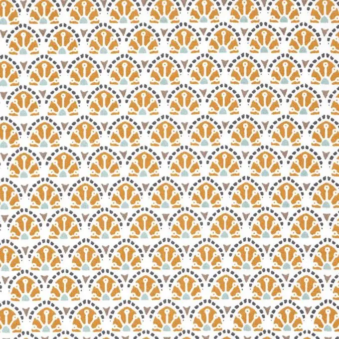 Tessuto cotone ventagli gialli