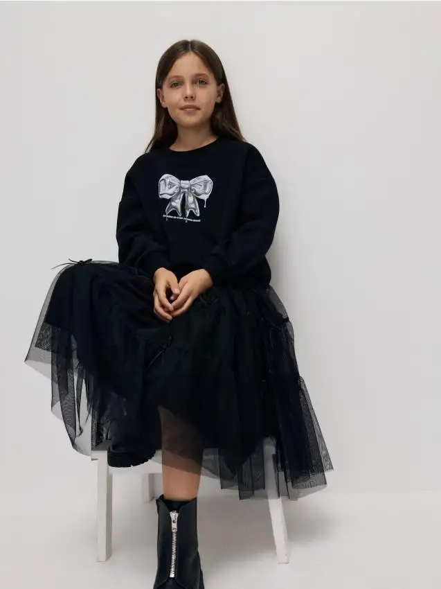 Gonna in tulle con fiocchi Colore nero