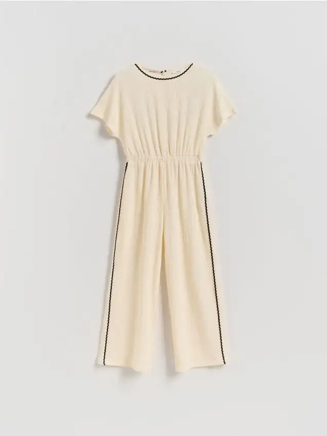 Tuta strutturata con banda laterale Colore panna