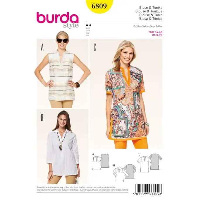 Blusa e tunica burda 6809 patronato