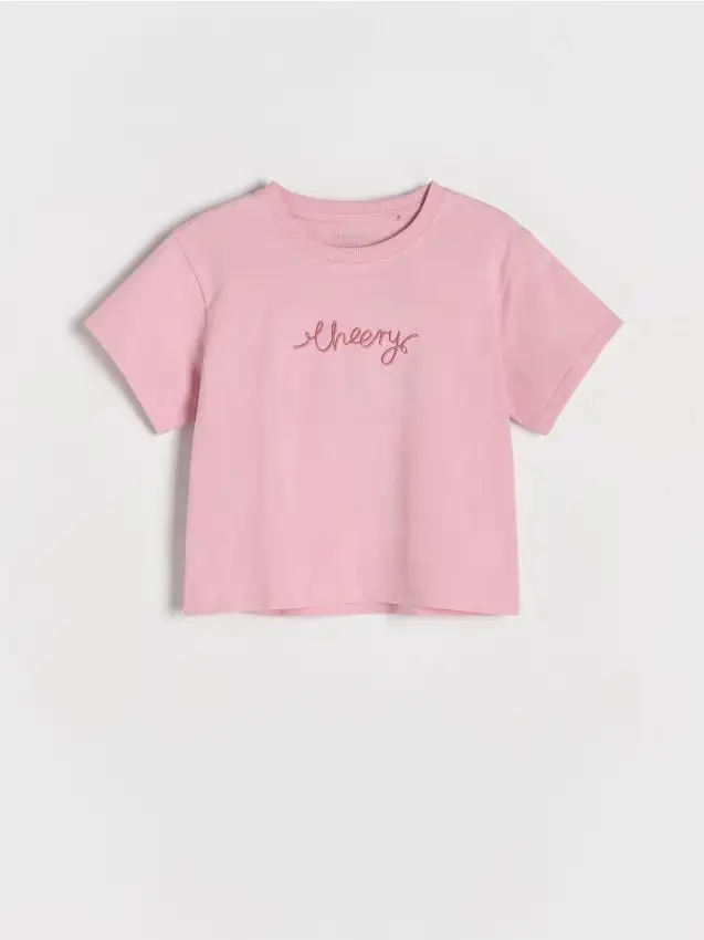 Camiseta con bordado Colore rosa cipria