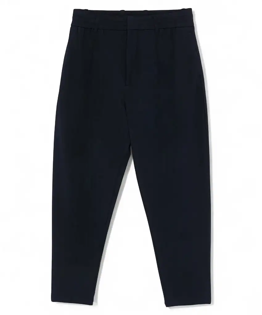 Emporio Armani Pantaloni blu navy a gamba larga con elastico in vita e passanti per cintura | Vittorio Citro - Dal 1920