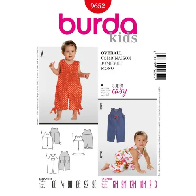 Modello burda 9652 bambini tuta