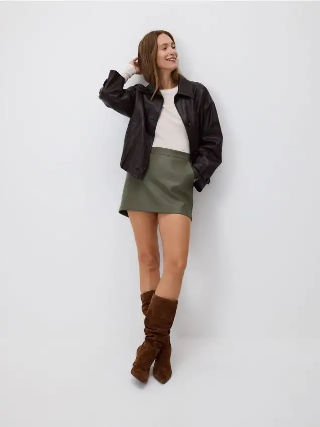 Gonna pantalone in ecopelle Colore verde