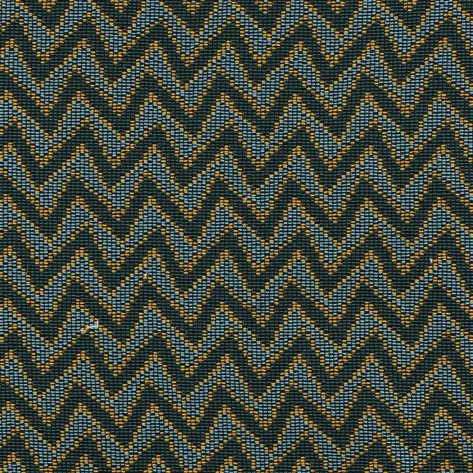 Tessuto jacquard Goa a chevron blu e verde - Sophie Ferjani