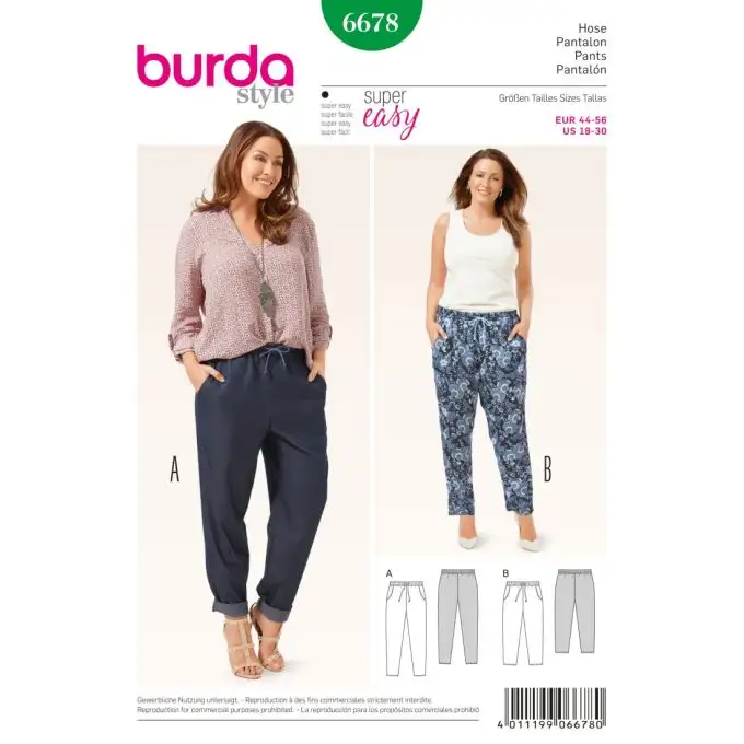 Modello burda 6678 pantalone
