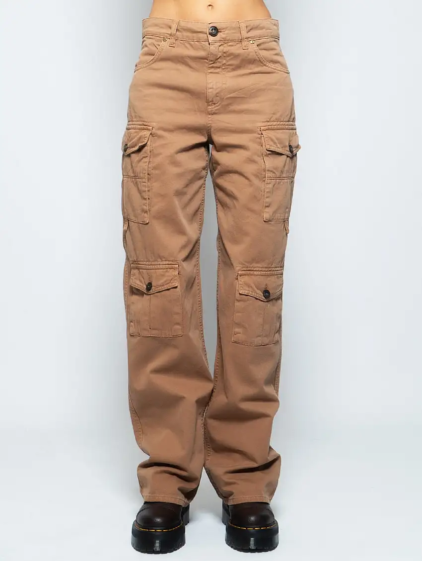 Pantaloni Cargo Ampi Cammello