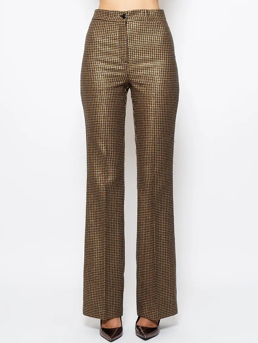 Pantaloni in Pied de Poule e Lurex Nero/Oro