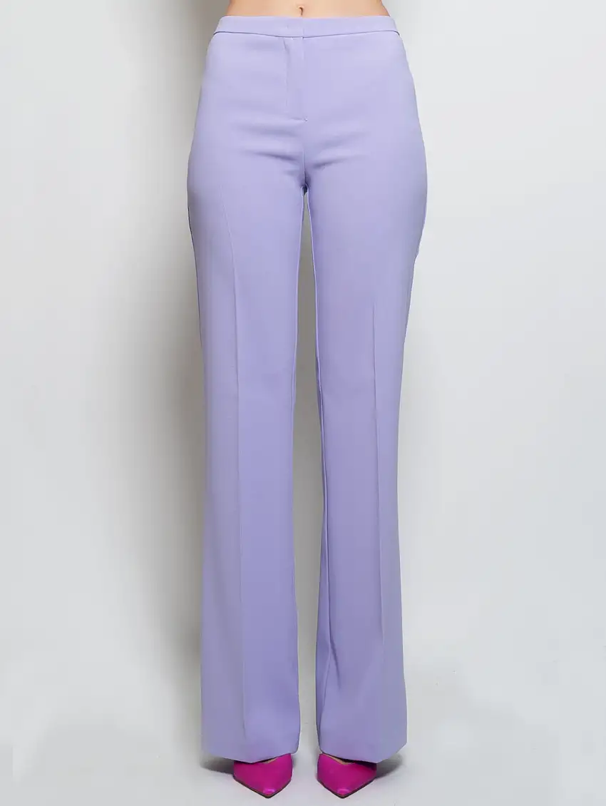 Pantaloni Flare in Tessuto Stretch Viola