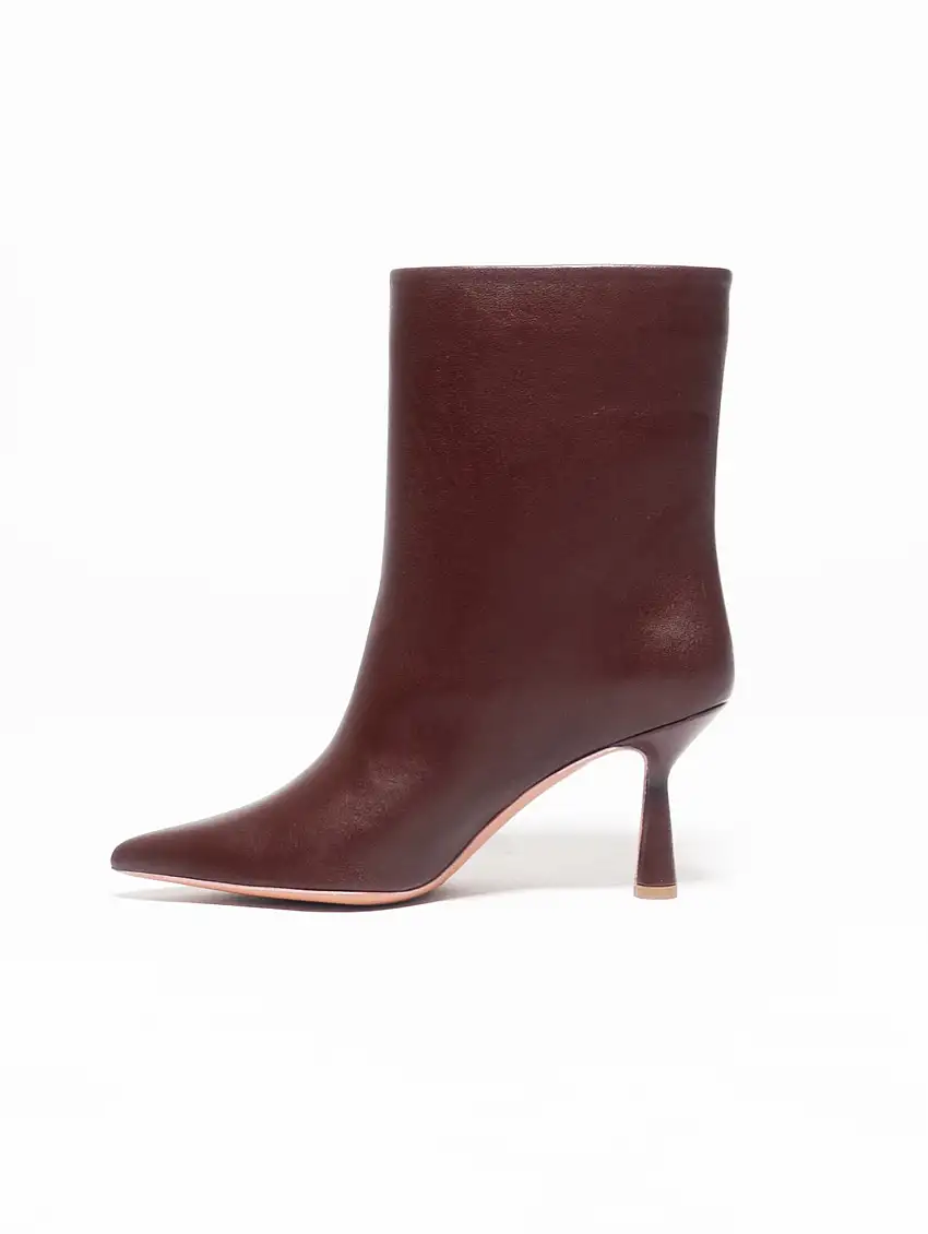 Stivaletti in Pelle Tubolare Alto Bordeaux