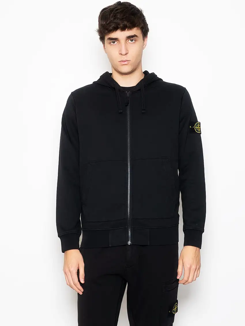 Felpa Full Zip con Cappuccio Nero