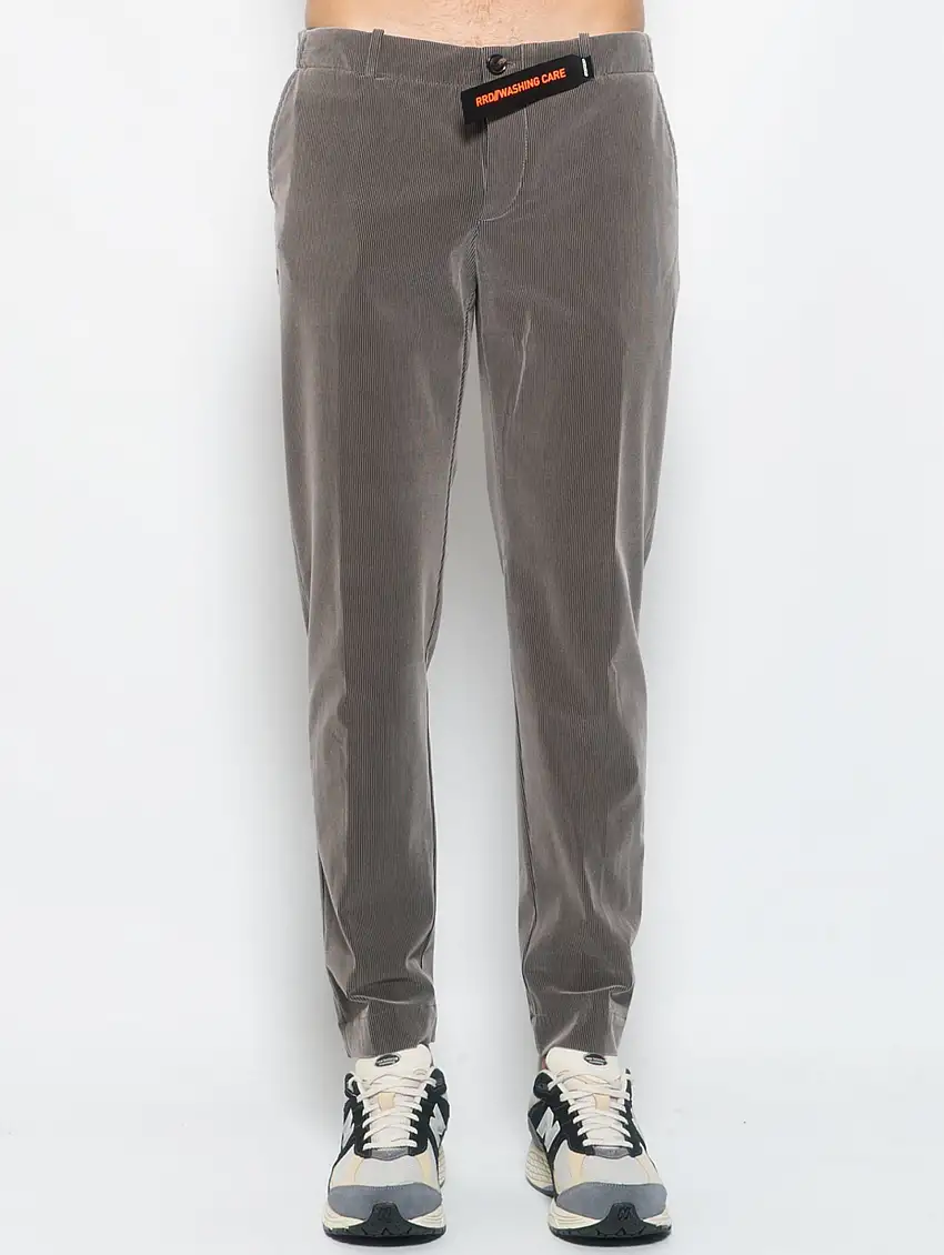 Pantaloni Chino in Tecno Velluto Tortora