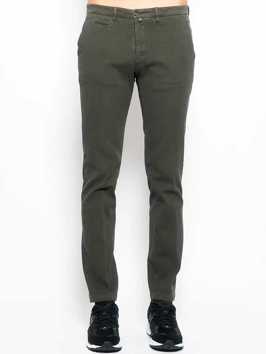 Pantaloni Chino in Cotone Armaturato Pino