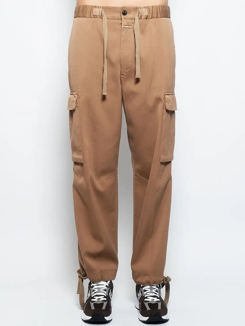Pantaloni Cargo con Coulisse Marrone