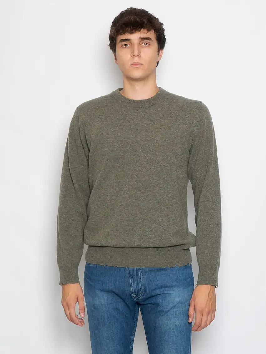 Maglia Girocollo con Orlo Tagliato Salvia